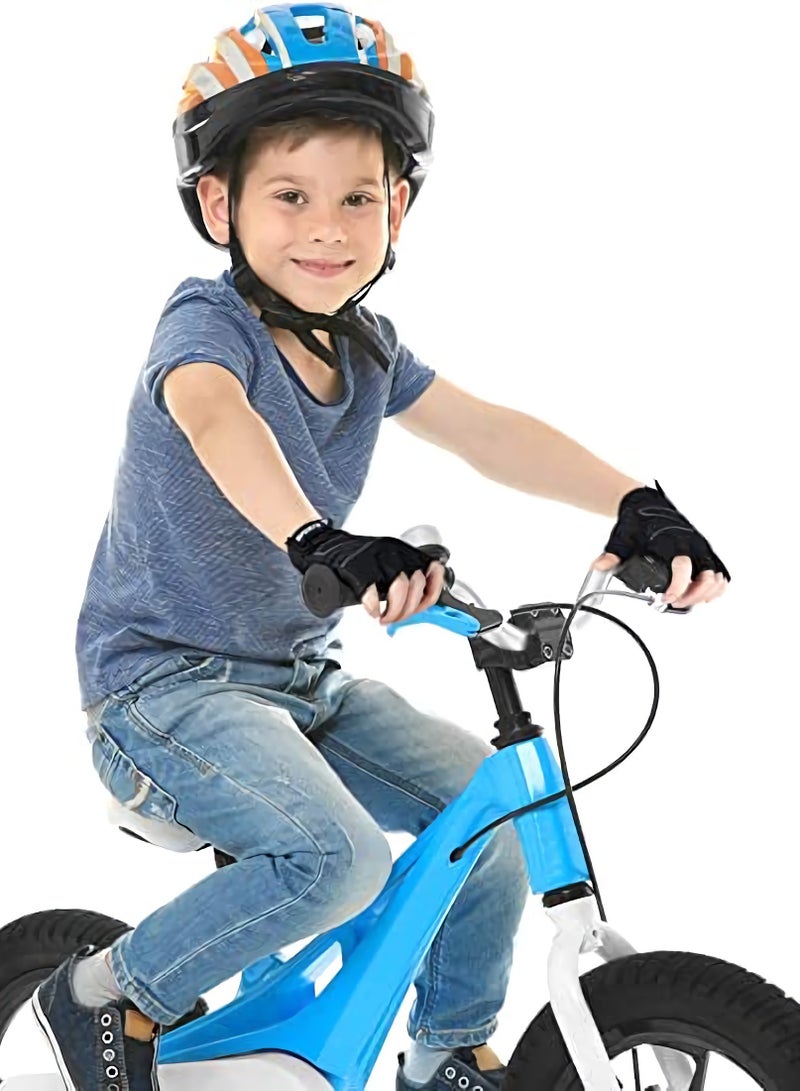 Kids Half Fingerless Gloves, Cycling Gloves Non-Slip Gel Adjustable Sports for kids Biking, Pink Grey Black 3 Pairs - Image 5